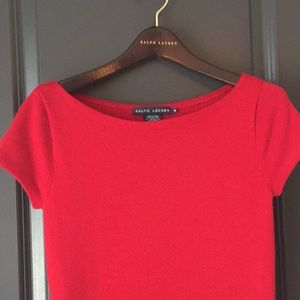 Ralph Lauren red wool cap sleeved sweater dress